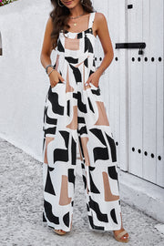 Women's Geometric Print Wide Leg Jumpsuit