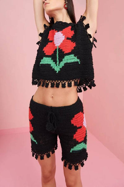 Small Flower Knitted Two-Piece Set