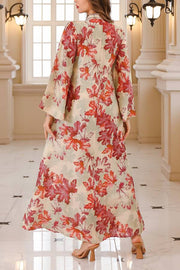 Maple Leaf Print Maxi Dress Robe
