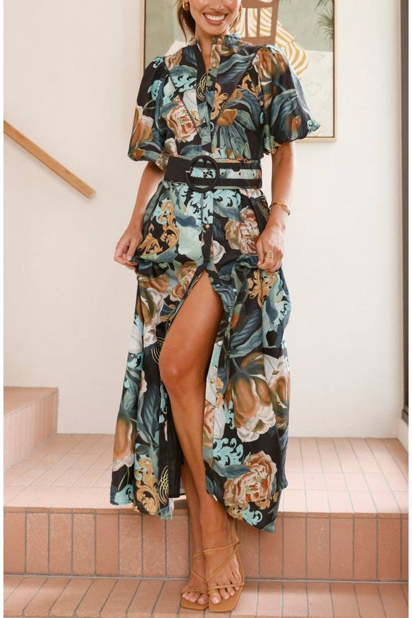 Floral Print Long Sleeve Dress