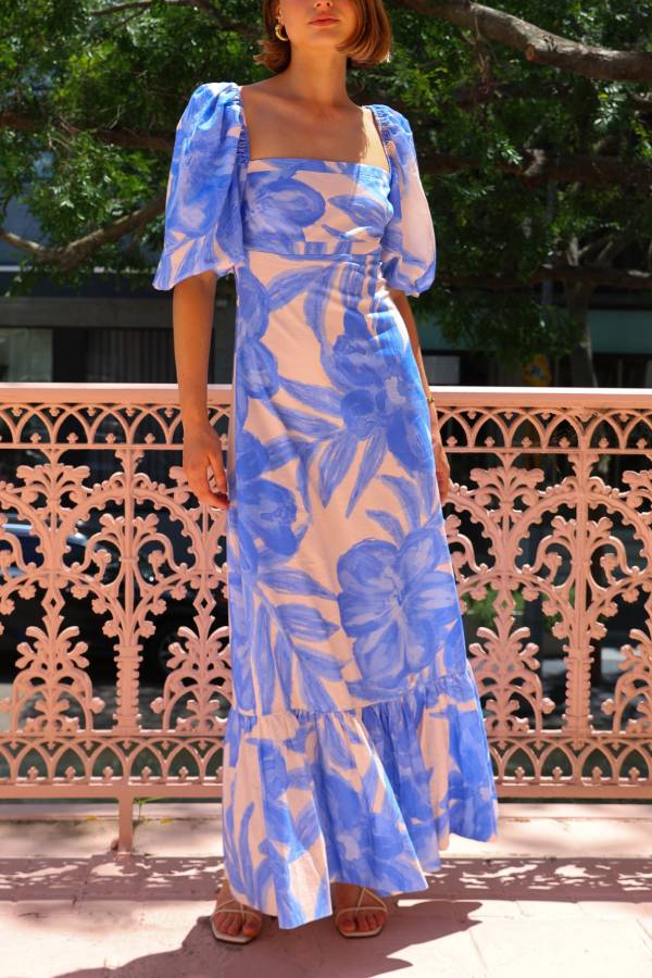 By Nicola Camille S/S Maxi Dress in Blue Lagoon