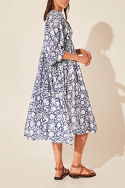 Bohemian Puff Sleeve Floral Print Loose Dress