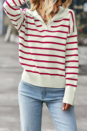 Frenchy Striped Pattern Drop Shoulder Sweater