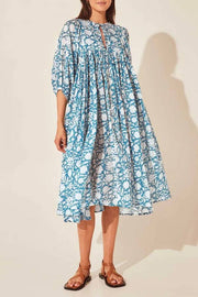 Bohemian Puff Sleeve Floral Print Loose Dress