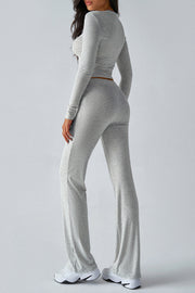Casual Sports Style Slim Fit Long Sleeve Top Two Piece Set
