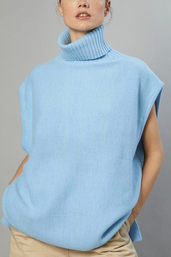 Turtleneck Sleeveless Top Fashion Casual Sweater