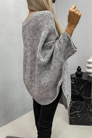 Remember Me Knit Crew Neck Poncho Loose Sweater