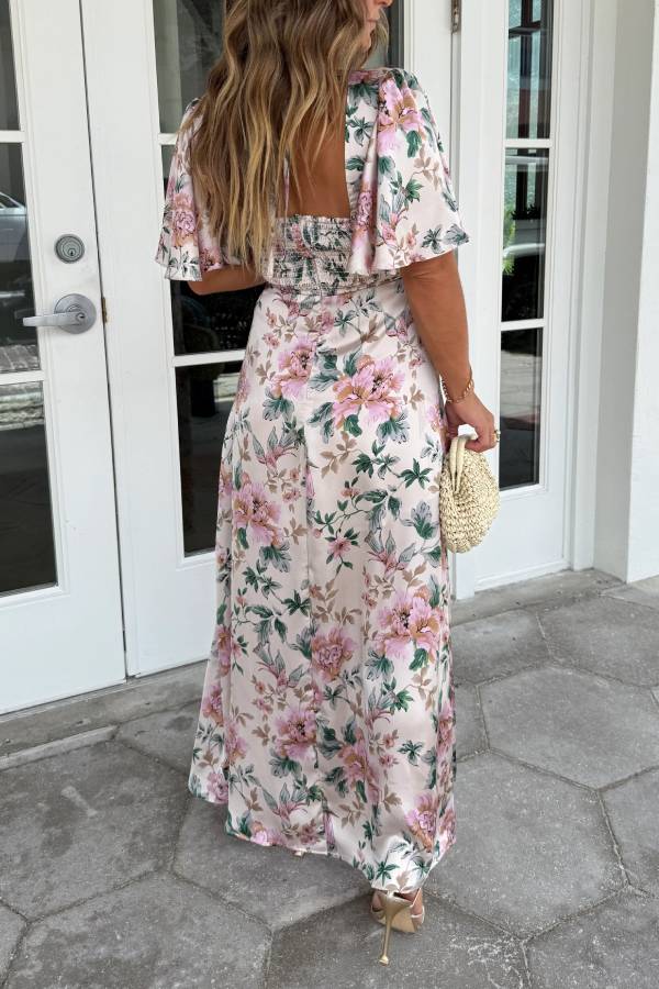 Loving Touch Floral Maxi Dress Ecru
