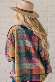 SWEETEST LAYER COLORFUL PLAID LONG SLEEVE SHACKET