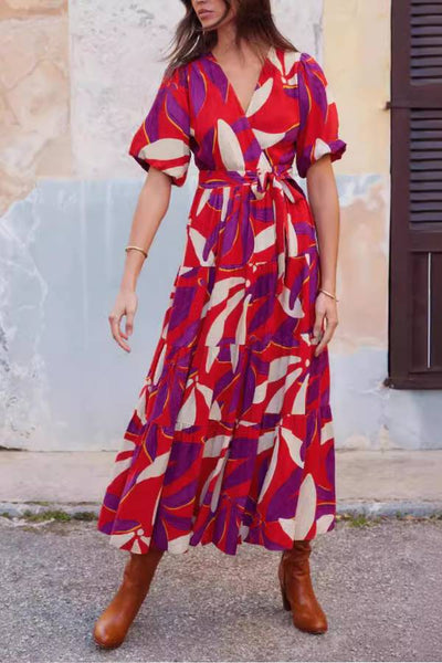 French resort style V-neck lace dress