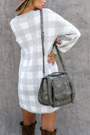 ALL AT ONCE GINGHAM SWEATER DRESS - 2 COLORS