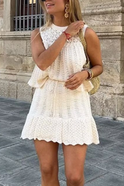 Knitted Vest Hollow Top + Knitted High Waist Mini Skirt