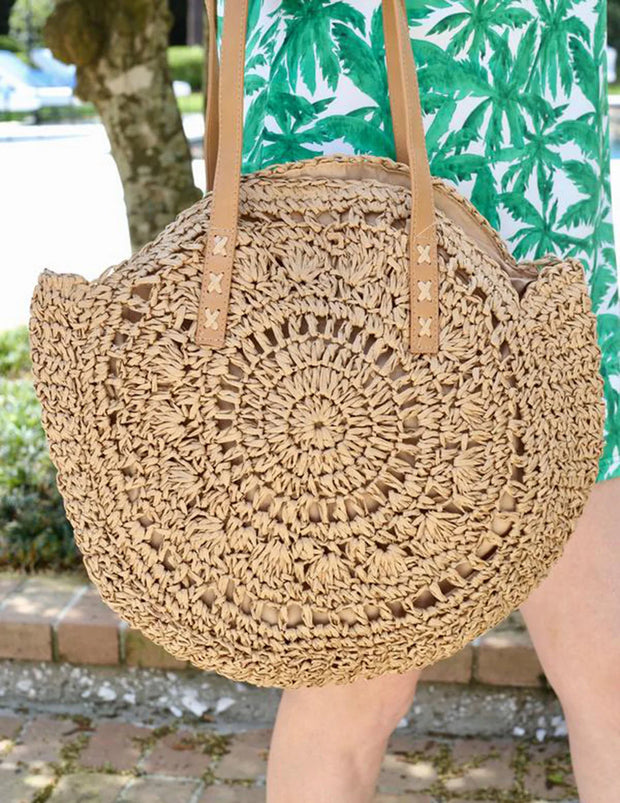 Round Straw Tote Bag