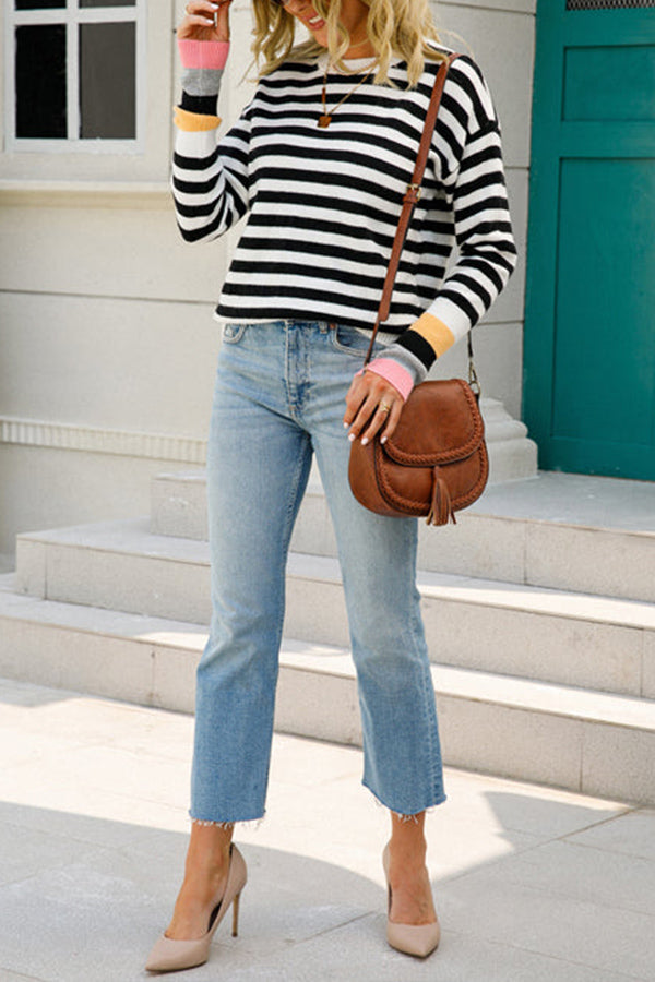 NEVER LET YOU GO STRIPED LONG SLEEVE SWEATER - 3 COLORS