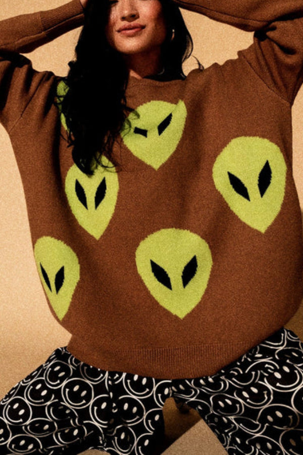 Too Cool for You Oversized Alien Knit Sweater