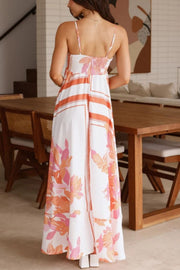 Printed Ruffle Suspender Maxi Dress