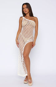 In My Feelings White Crochet Beach Maxi Dress