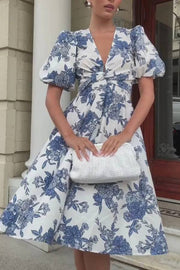 Claudia Dress-Blue Print