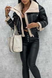 Lambswool short zipper biker jacket