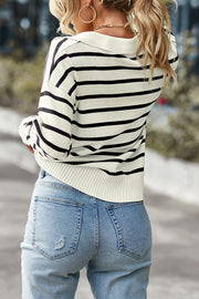 Frenchy Striped Pattern Drop Shoulder Sweater