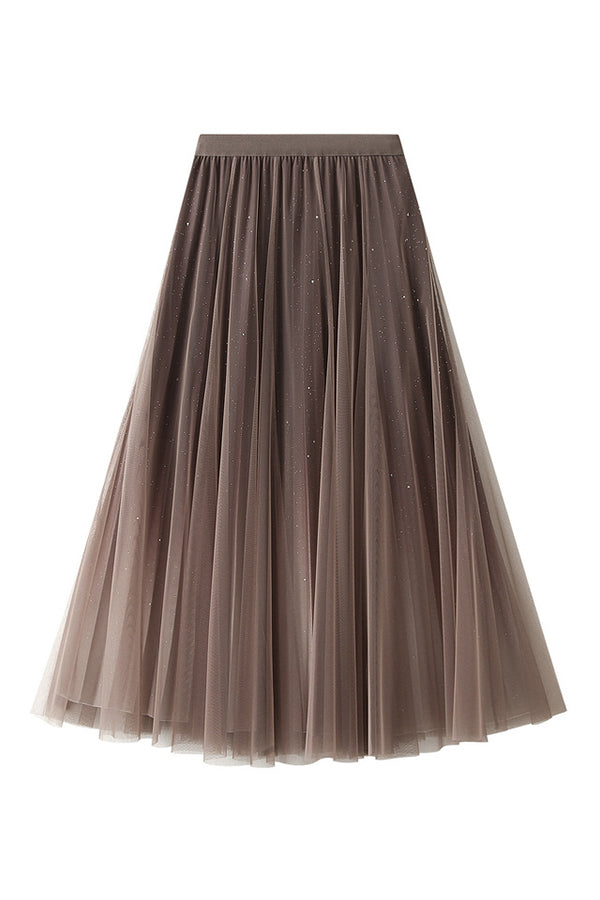 Starry sky gradient gauze skirt pleated skirt