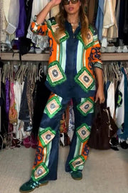 Festive Satin Unique Print Two-Piece Set