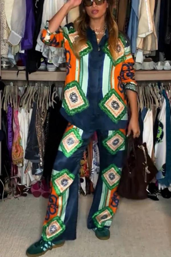 Festive Satin Unique Print Two-Piece Set