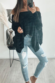 Shawl Style Knit Oversized Fluffy Sweater