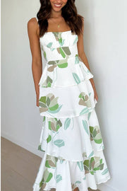 Autumn Maxi Dress - White/Green Floral