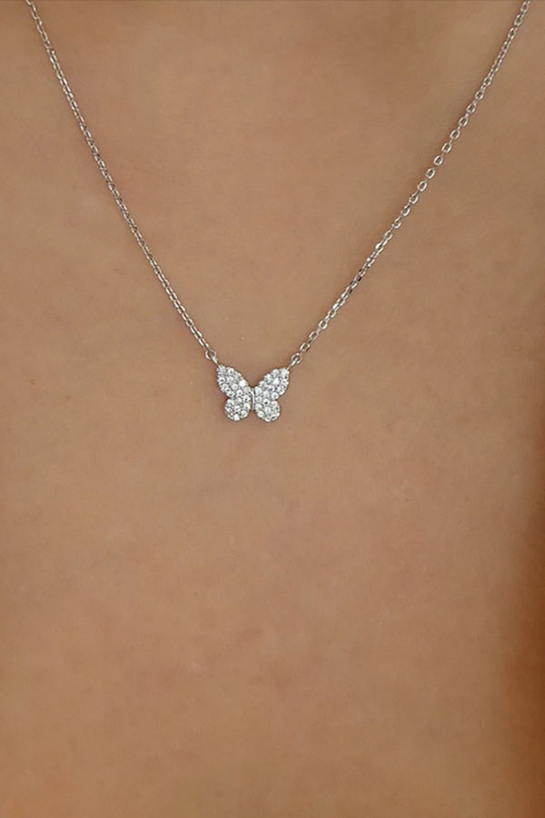 Rhinestone Butterfly Pendant Versatile Fashionable Necklace