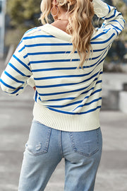 Frenchy Striped Pattern Drop Shoulder Sweater