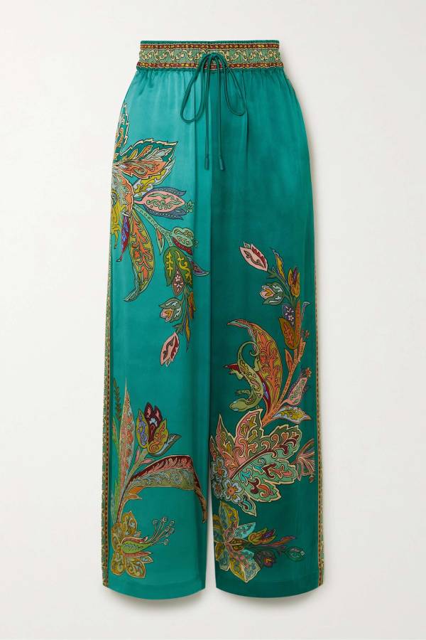 Franca Printed Silk-satin Wide-leg Pants