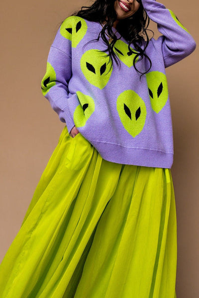 Too Cool for You Oversized Alien Knit Sweater