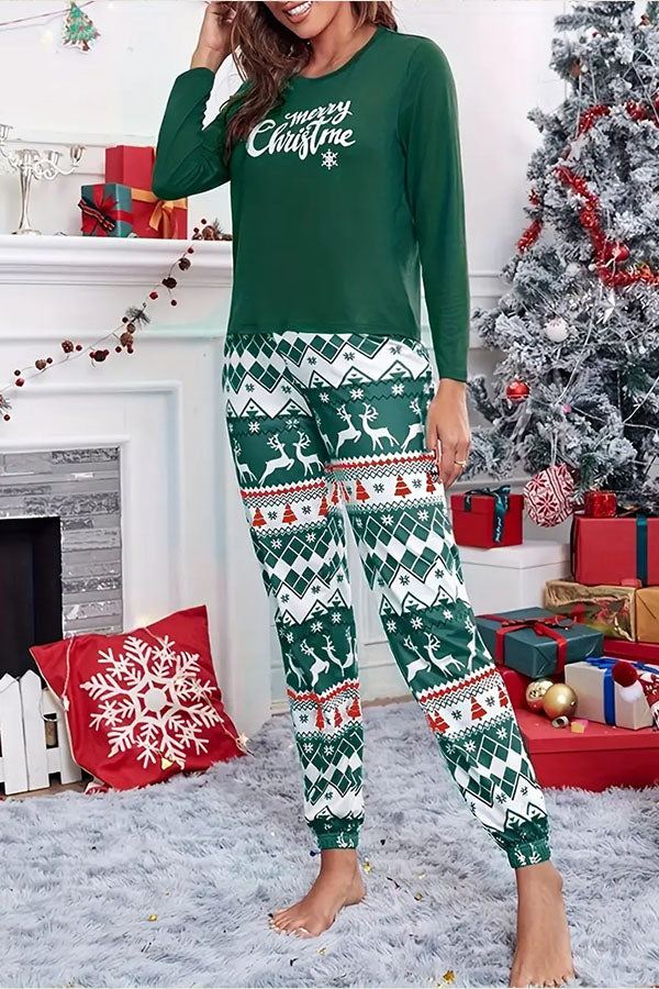 Christmas Is Calling Printed Elastic Waist Lounge Jogger Pajama Set