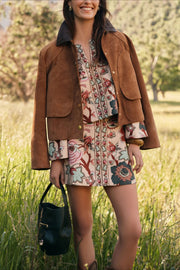 Garden scroll V-neck Maxine top and mini skirt set