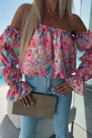 Floral off-shoulder puff sleeve top