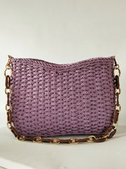 Square Chain Straw Bag