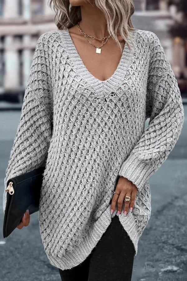 Solid Drop Shoulder Cotton Oversized Sweater