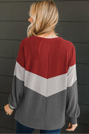 Medium Grey Color Block Corded Tunic Long Sleeve Top