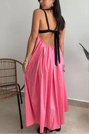 Sexy Sleeveless Backless Lace Up Maxi Dress