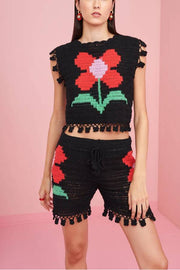 Small Flower Knitted Two-Piece Set