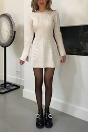 Long Sleeve Knitted Cotton Sweater Dress