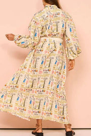 Vacation Long Sleeve Printed Dress