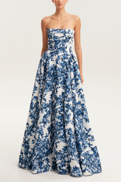 Elegant Strapless Printed String Dress