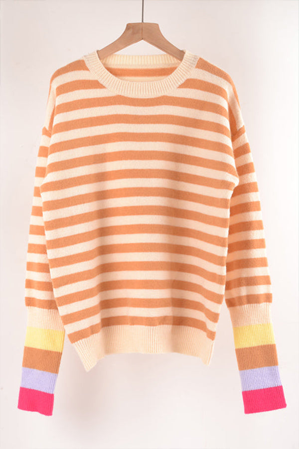 NEVER LET YOU GO STRIPED LONG SLEEVE SWEATER - 3 COLORS