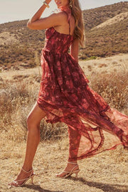 Reina Tiered Mesh Floral Maxi Dress