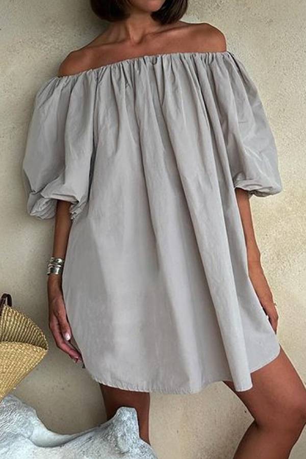 Casual Solid Shoulder Loose Dress