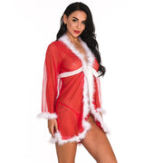 Christmas Uniform Cardigan Long Sleeve Nightgown Set