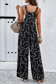 Women's Geometric Print Wide Leg Jumpsuit