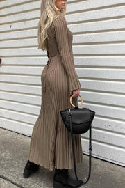 Big Pit Stripe Slimming Long sleeve Long Dress